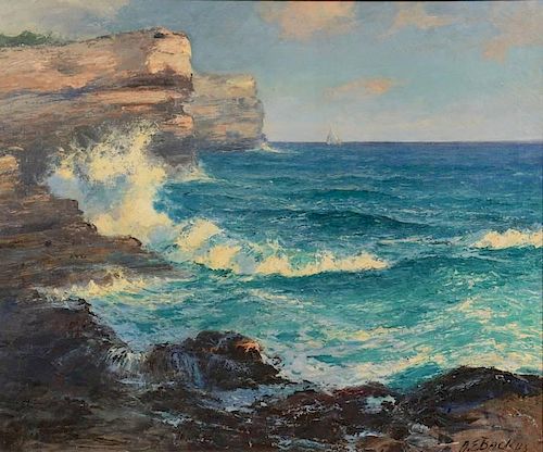 A.E. BACKUS OIL ON CANVAS SEASCAPE,