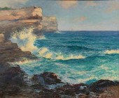 A.E. BACKUS OIL ON CANVAS SEAS