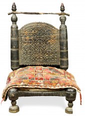 AFGHAN LOW CHAIR WITH WOVEN SE