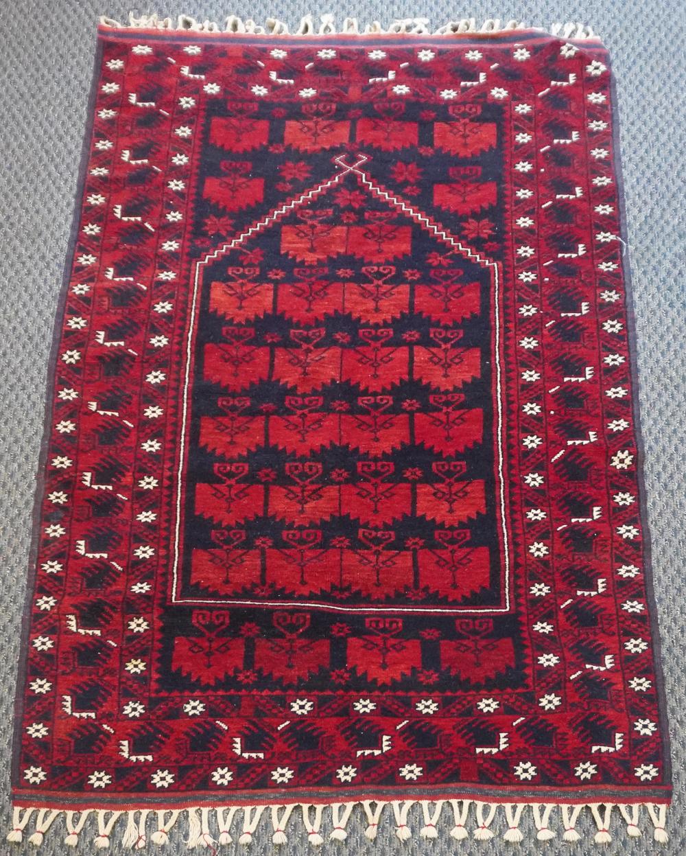 AFGHAN PRAYER RUG, 6 FT 2 IN 3 FT