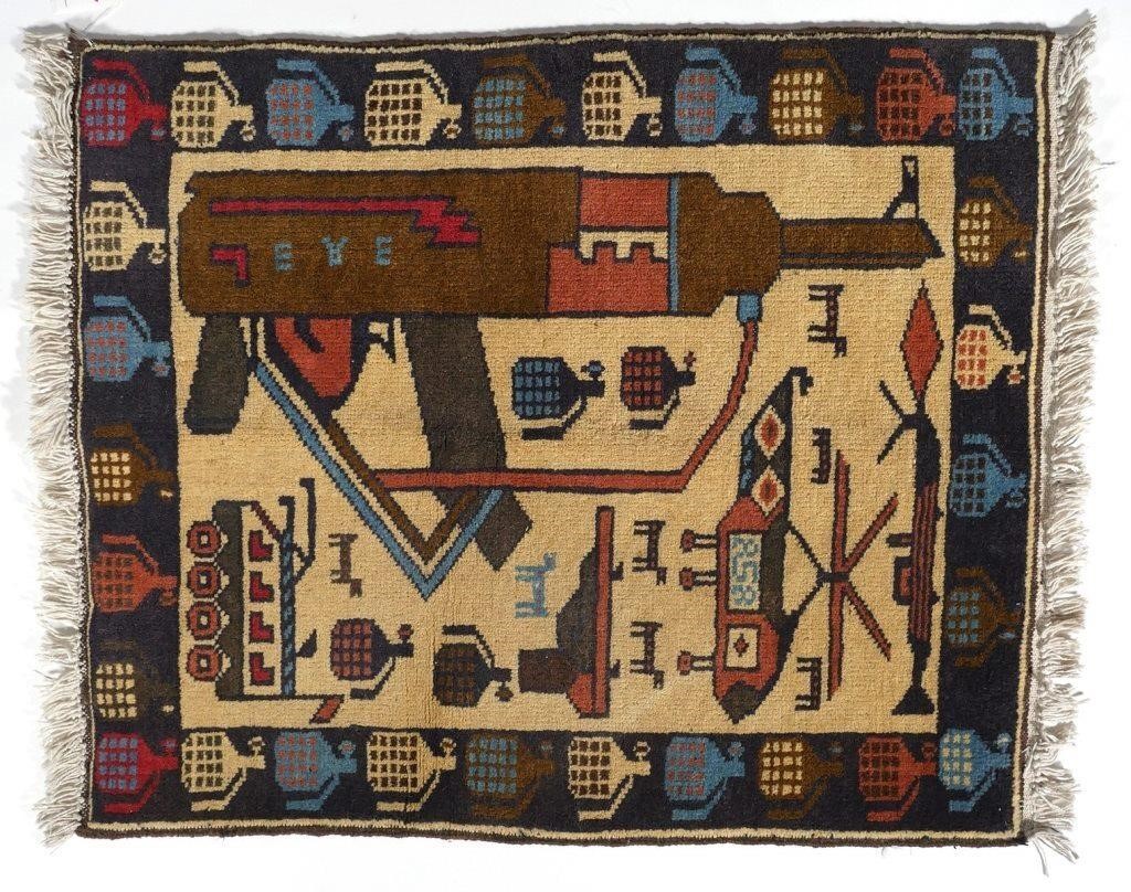 AFGHAN WAR RUGHand knotted wool war