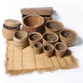 AFRICAN 12PC WOVEN BASKET AND