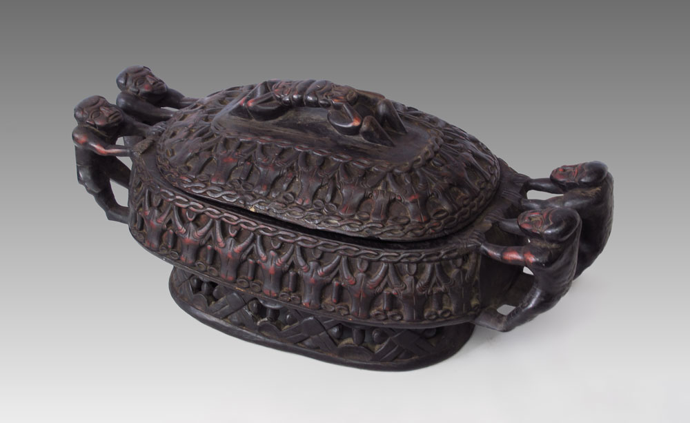 AFRICAN BAMUM CARVED WOOD COVERED
