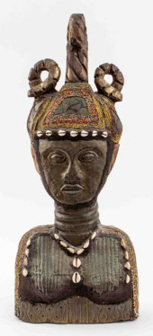 AFRICAN BAMUN CARVED WOOD BUST