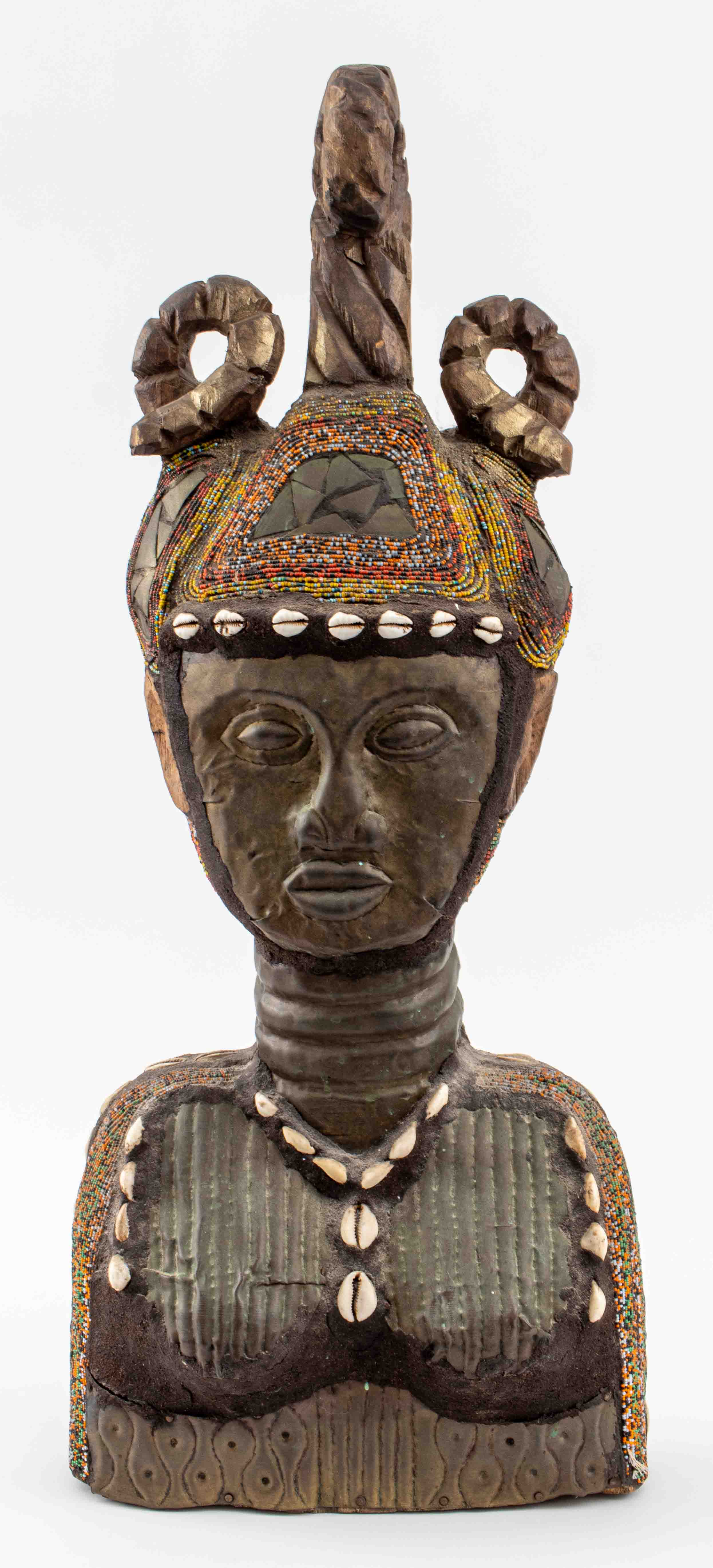 AFRICAN BAMUN CARVED WOOD BUST