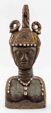 AFRICAN BAMUN CARVED WOOD BUST