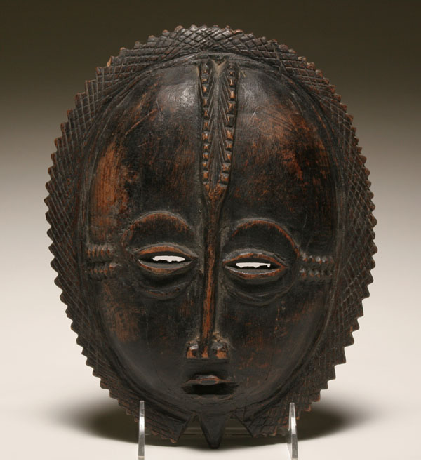African Baule carved wooden mask;