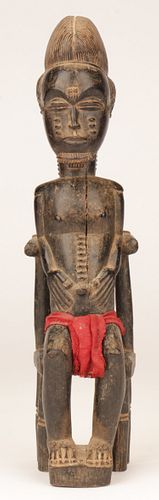 AFRICAN BAULE SEATED MALE FIGURE,