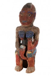 AFRICAN BEADED WOOD FIGUREProv