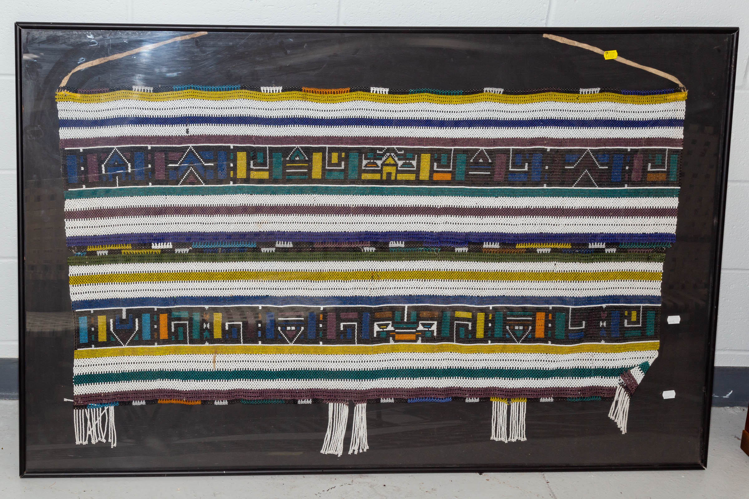 AFRICAN BEADWORK PANEL, FRAMED 20th