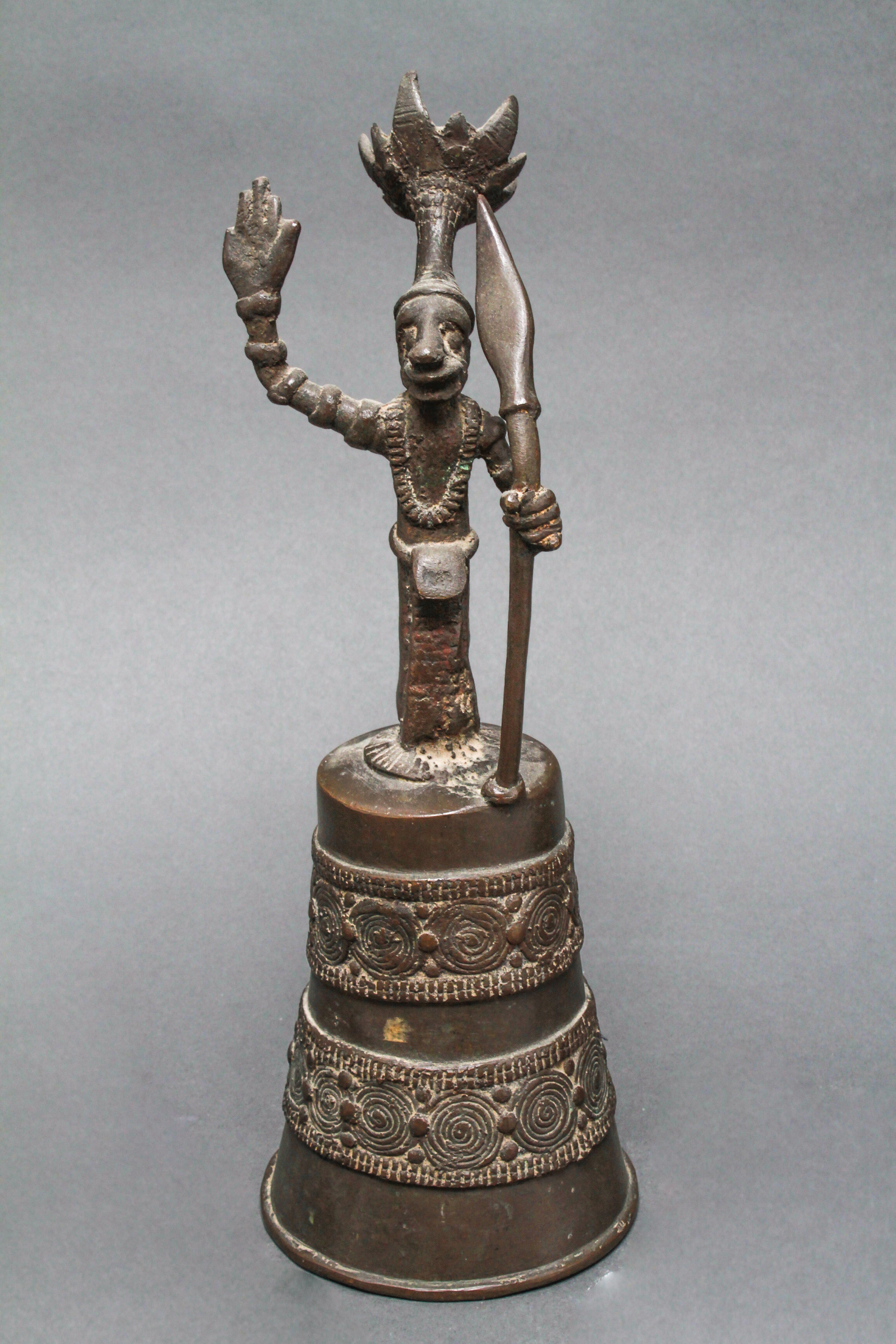 AFRICAN BENIN BRONZE BELL WITH