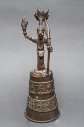 AFRICAN BENIN BRONZE BELL WITH