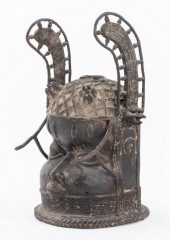 AFRICAN BENIN BRONZE BUST OF A