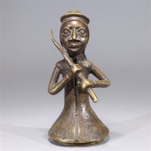 African Benin bronze figure wi