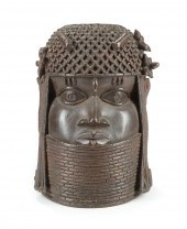 AFRICAN BENIN-STYLE BRONZE HEA