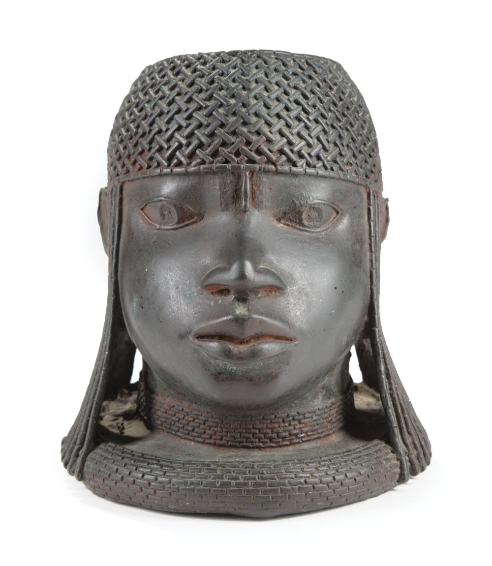 AFRICAN BENIN-STYLE BRONZE HEAD