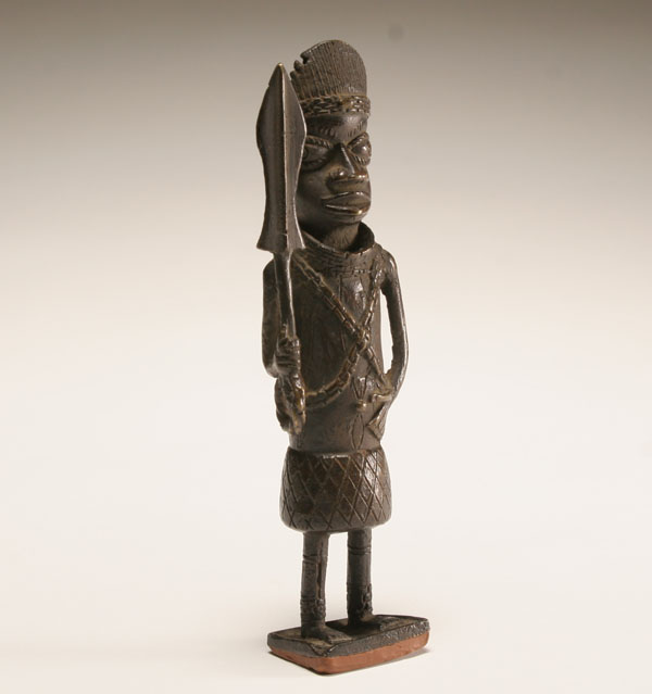 African brass warrior figure, Edo