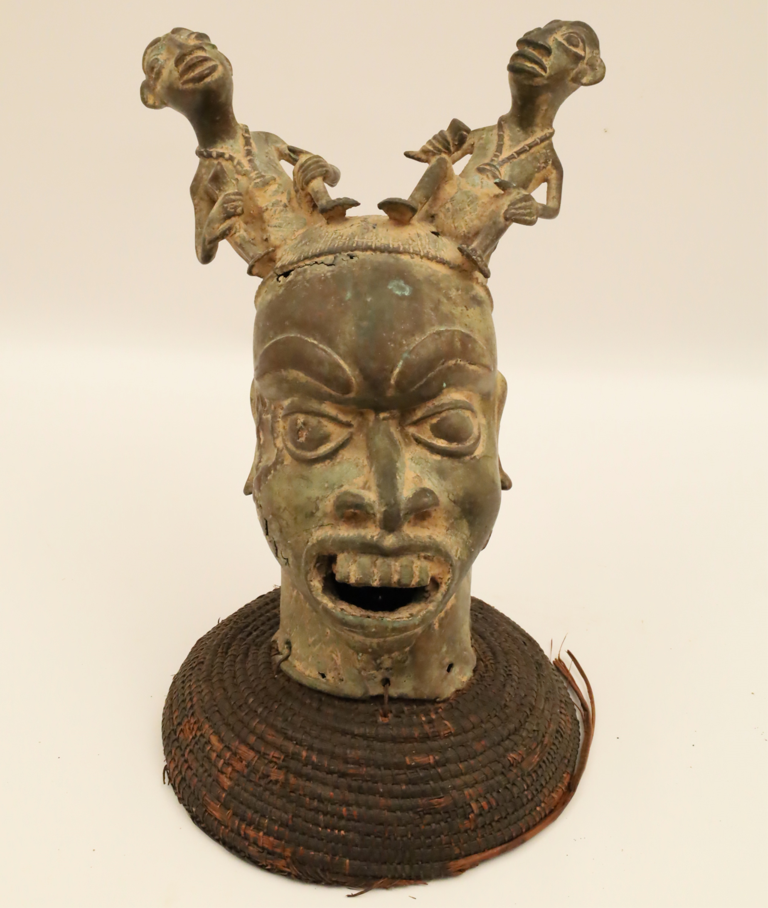 AFRICAN BRONZE ANCESTOR MASK