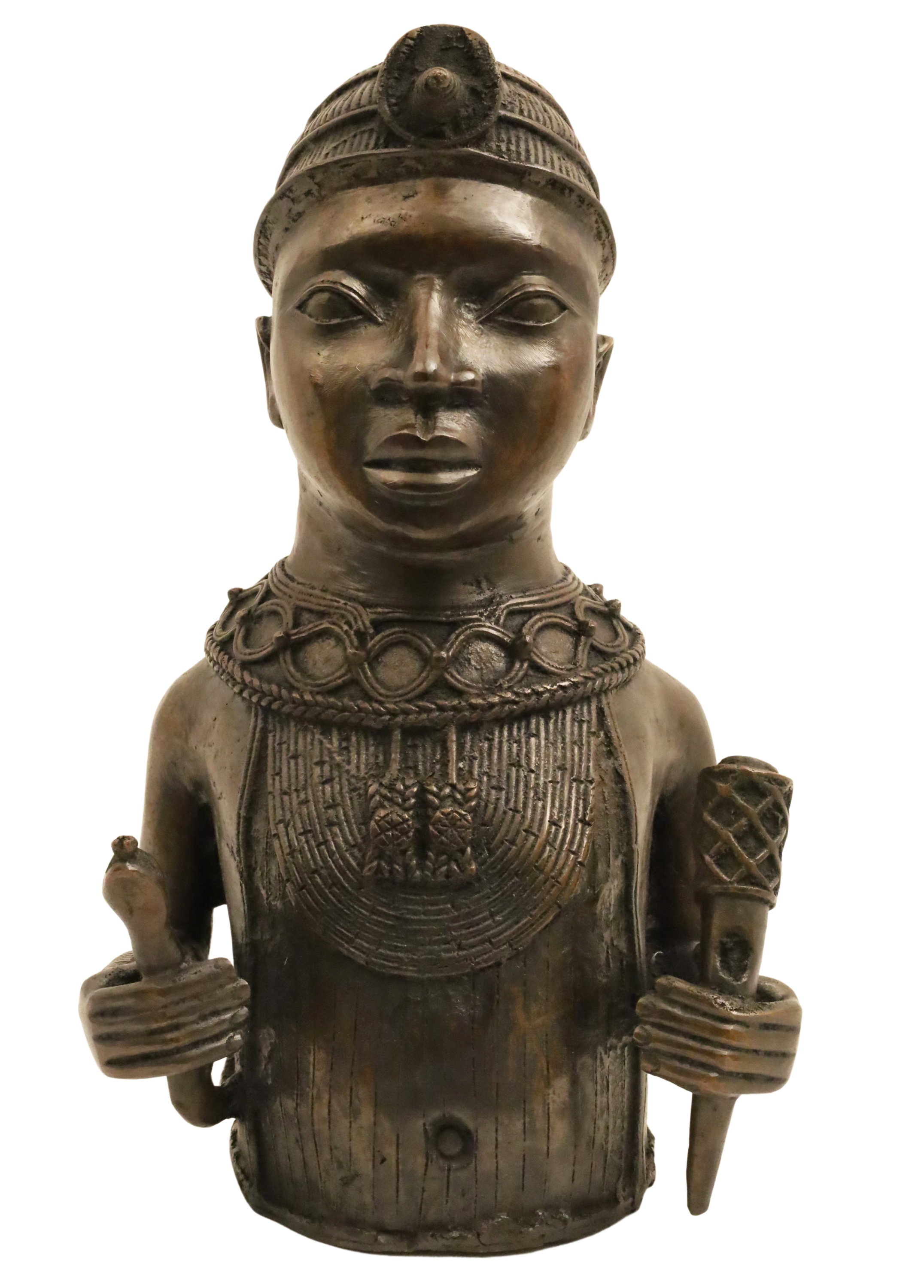 AFRICAN BRONZE SCULPTURE OF A BENIN