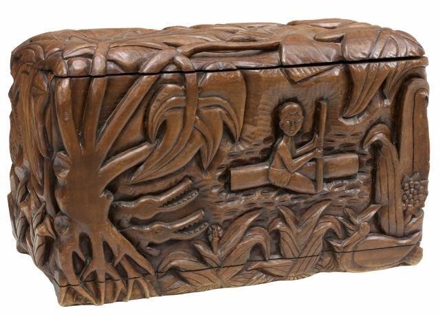 AFRICAN CARVED HARDWOOD STORAGE