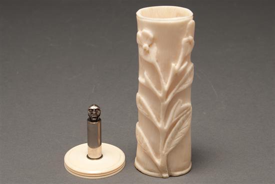 African carved ivory bud vase,