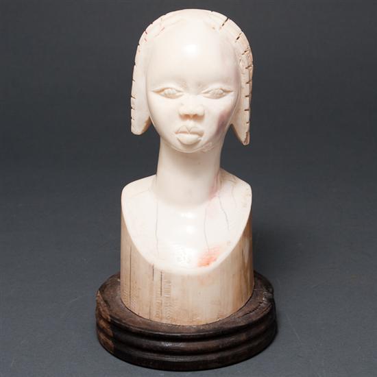 African carved Ivory bust of a