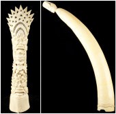 African Carved Ivory Tusk and