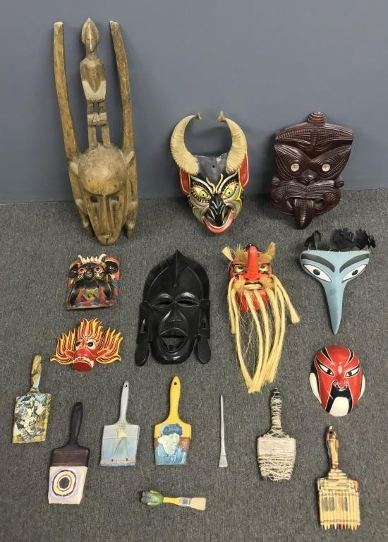 African carved mask, 29 1/2"l,