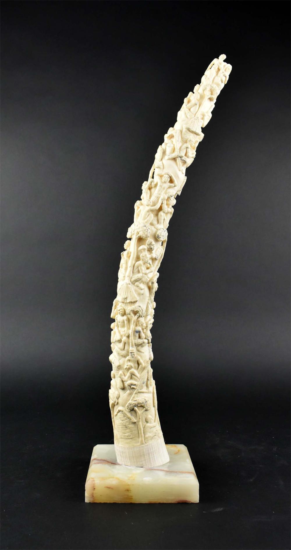 AFRICAN CARVED RESIN TUSK-FORM