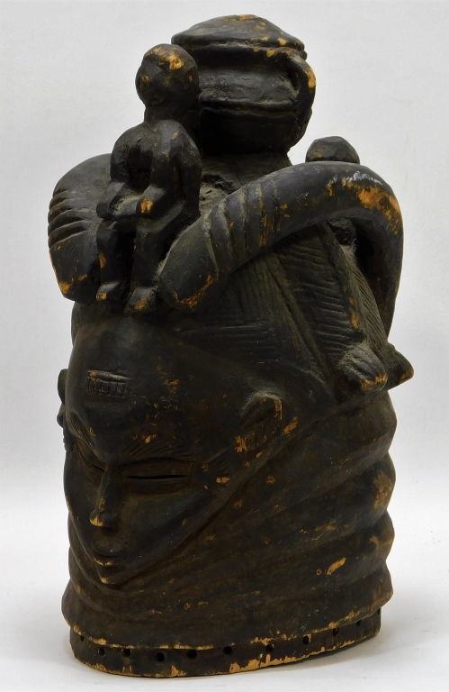 AFRICAN CARVED WOOD BUNDU MASK