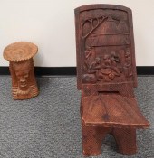 AFRICAN CARVED WOOD CHIEF'S CH