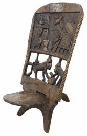 AFRICAN CARVED WOOD CHIEF'S CH