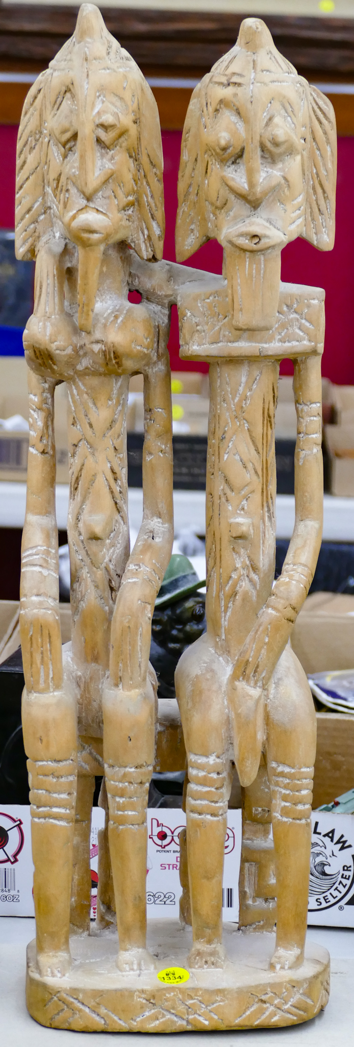 African Carved Wood Double