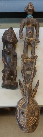AFRICAN CARVED WOOD FIGURE AND
