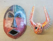 AFRICAN CARVED WOOD MASK AND A