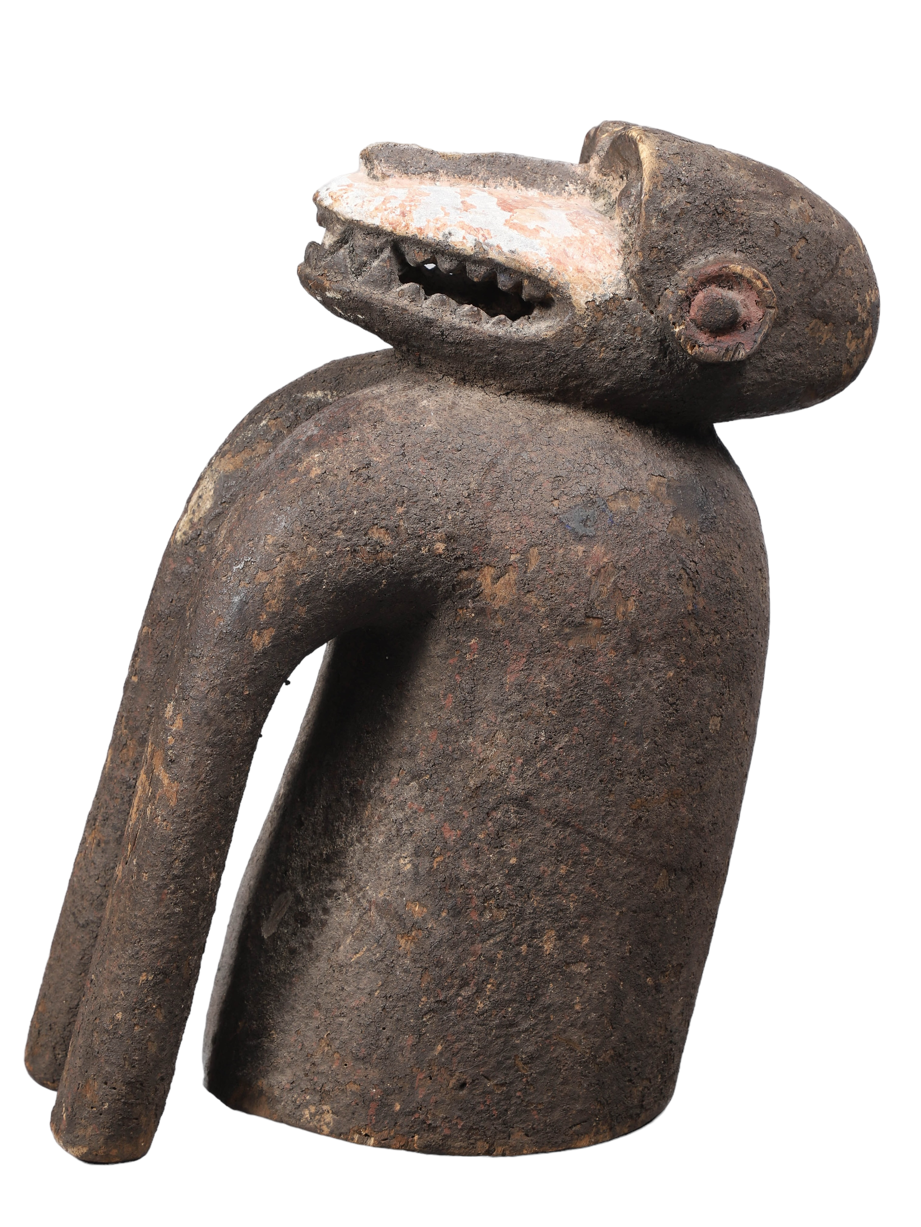 African carved wood monkey form