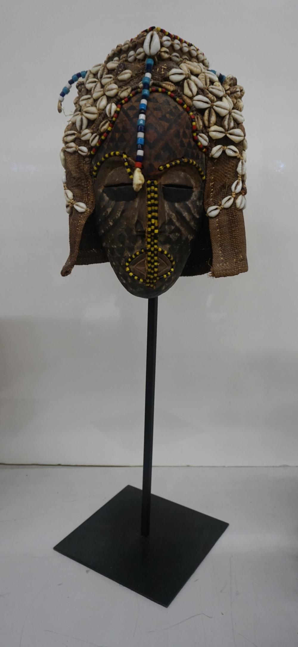AFRICAN CARVED WOOD, SHELL AND