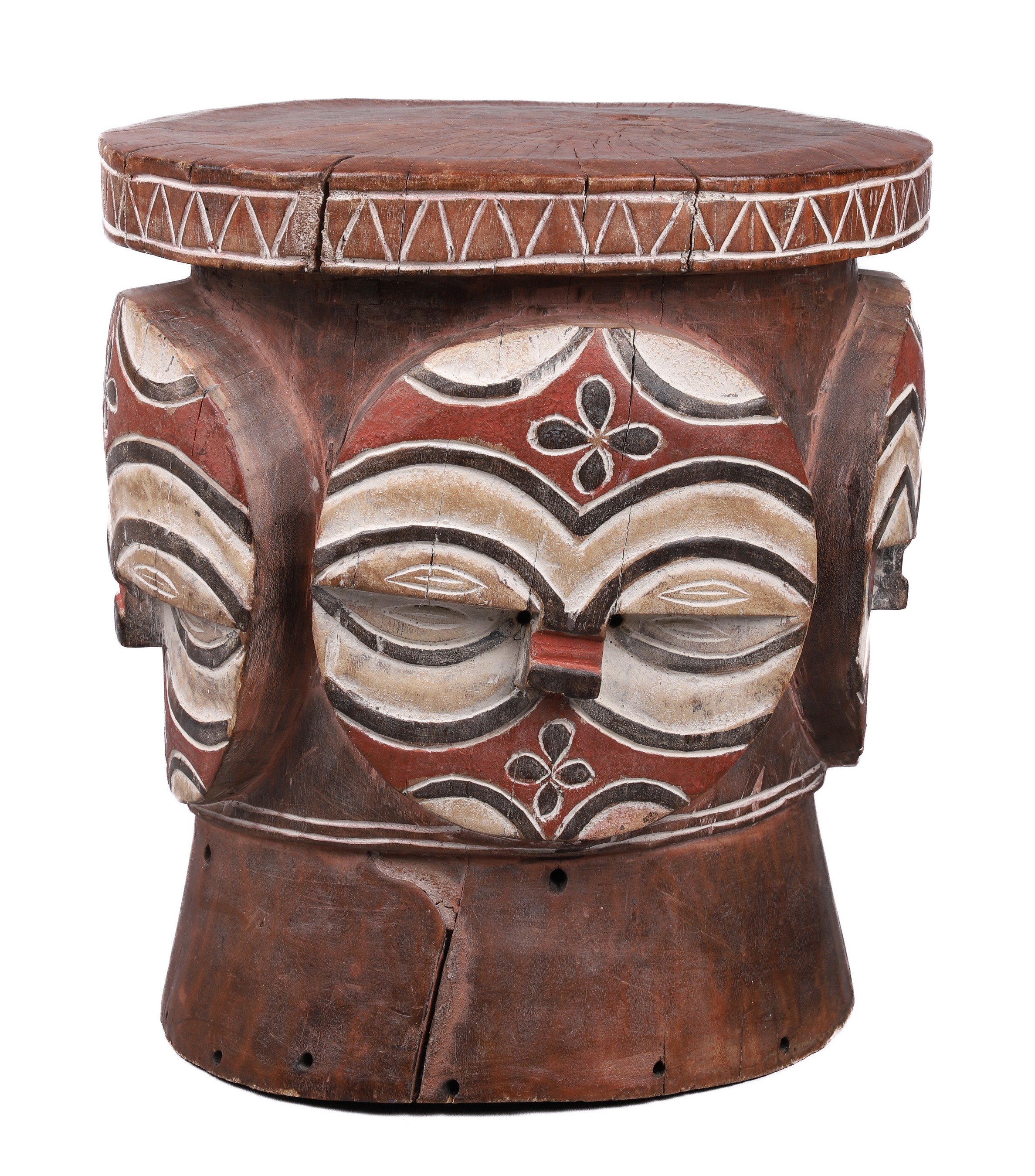 African carved wood stool,