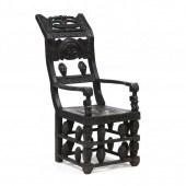 AFRICAN CARVED WOOD THRONE CHA