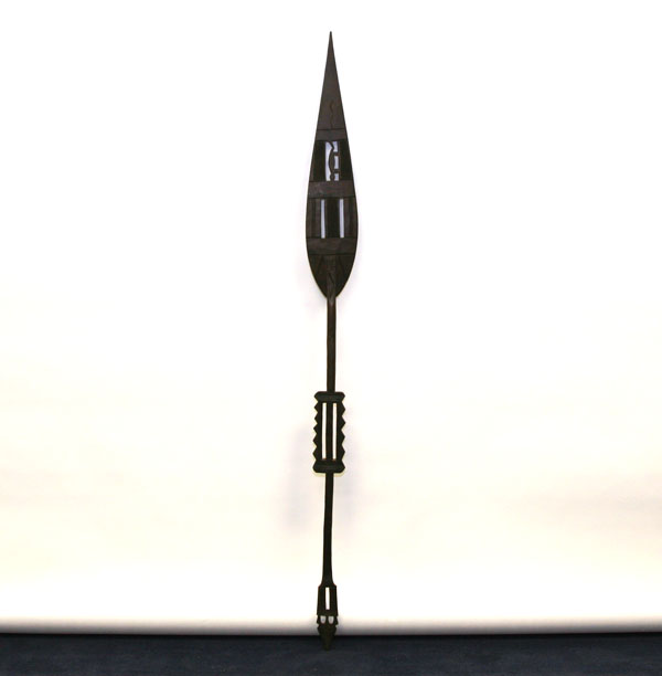 African carved wooden spear; paddle