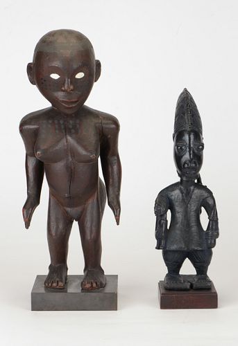 AFRICAN CONGO FIGURE AND A YORUBA
