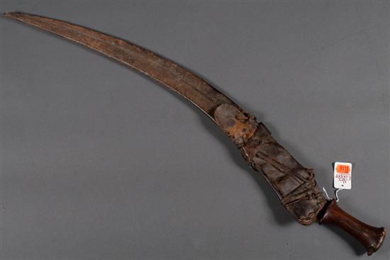 African curved sword with scabbard,