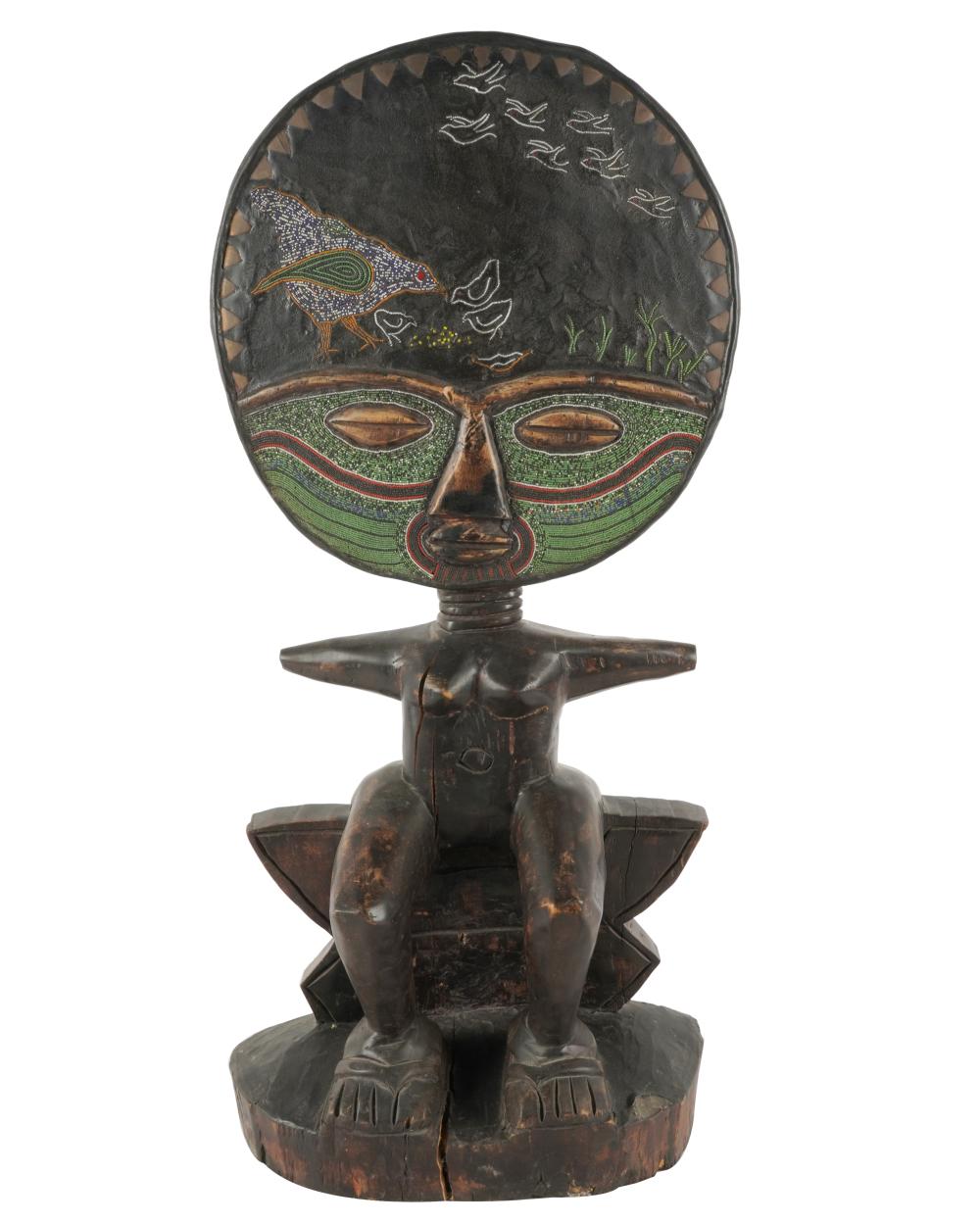 AFRICAN DECORATIVE BEADED WOOD