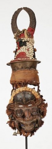 AFRICAN GUERRE MASK AND HEADDR