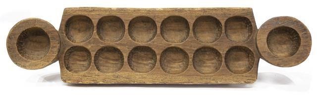 AFRICAN HAND-CARVED WOOD MANCALA