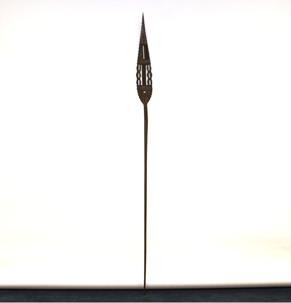 African hand carved wooden spear;