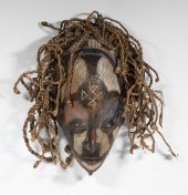 AFRICAN MASK, PAINTED CARVED W