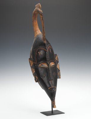 African Mask with Bird Carved