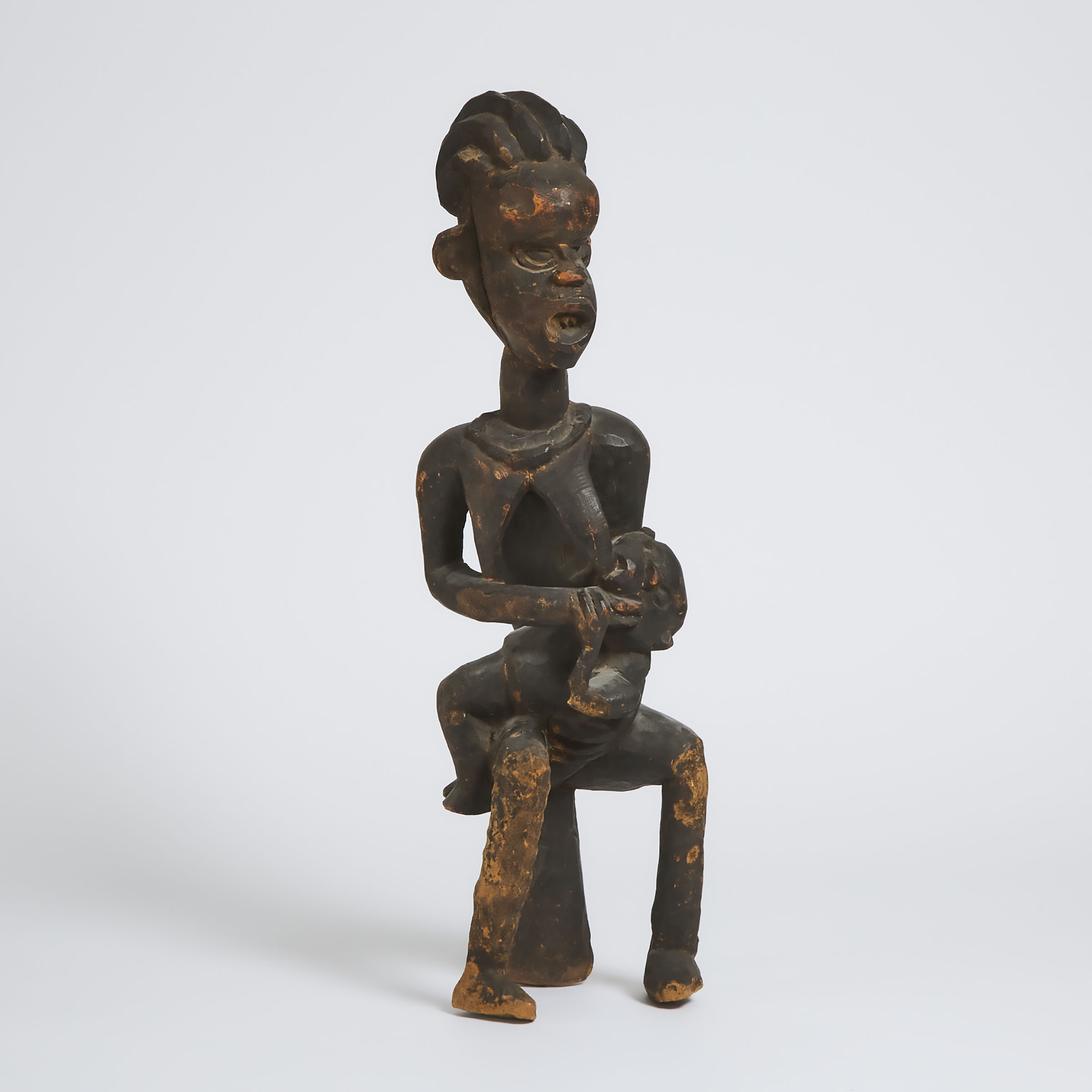 African Mother and Child Figure,