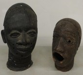 AFRICAN PAINTED BRASS BUST OF